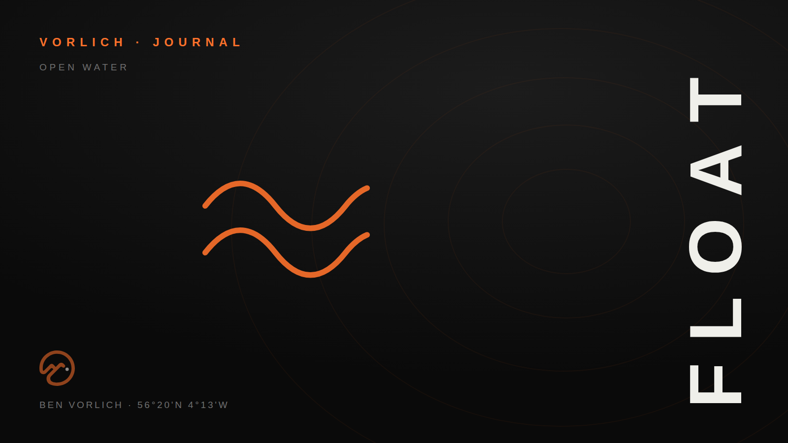 FLOAT — Vorlich Journal cover: orange outline wave pictogram on black with contour rings