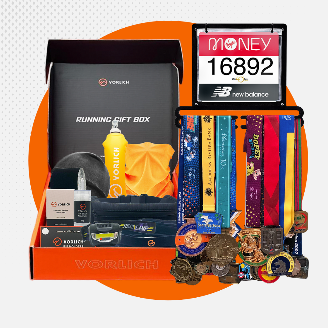 Bundle Running Gift Box & Race Bib & Medal Display