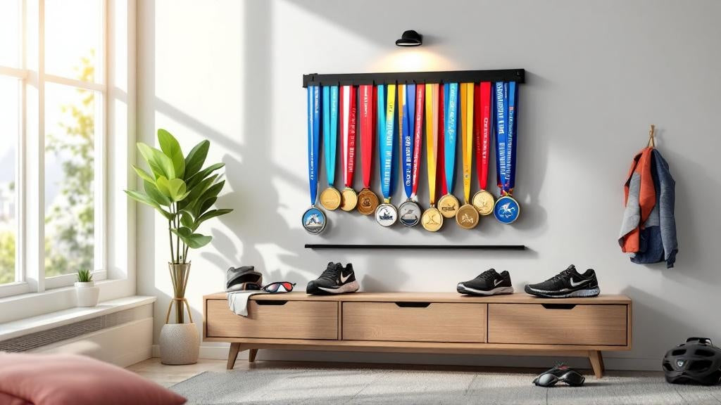 Top Running Medals Display Rack for Marathon and Triathlon Runners