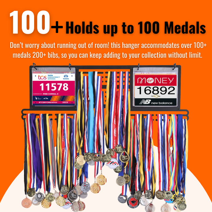 Vorlich Double Race Bib & Medal Display | XL Running Medal Hanger & Race Bib Holder