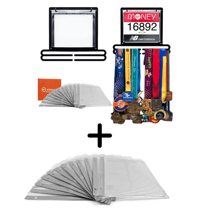 Race Bib and Medal Display + 20 Extra Display Sheets